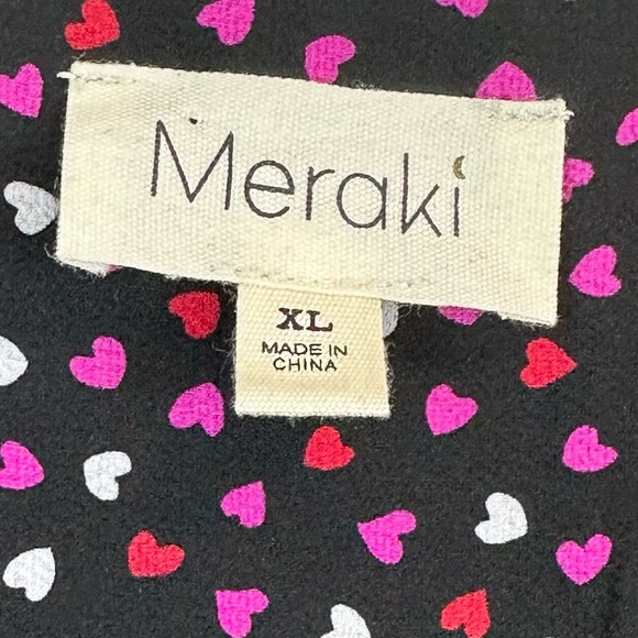 Meraki Black Heart Print Surplice Blouse XL - Picture 4 of 10